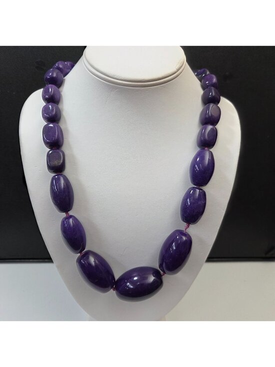 Jewelry - Large Purple Sugilite Gemstone Beaded Necklace 29"